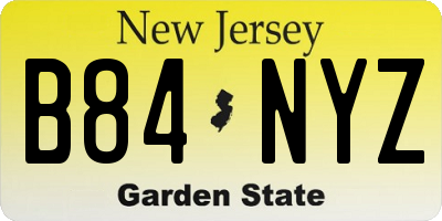 NJ license plate B84NYZ