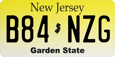 NJ license plate B84NZG