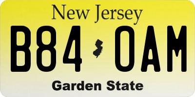 NJ license plate B84OAM
