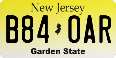 NJ license plate B84OAR