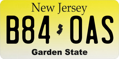 NJ license plate B84OAS