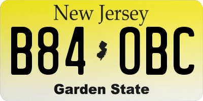 NJ license plate B84OBC