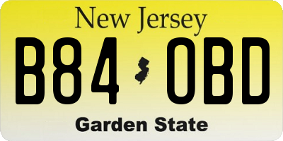 NJ license plate B84OBD