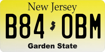 NJ license plate B84OBM