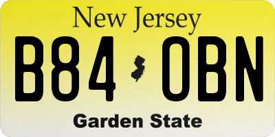 NJ license plate B84OBN