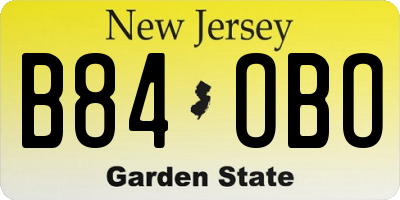 NJ license plate B84OBO