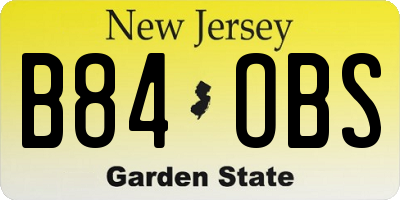 NJ license plate B84OBS