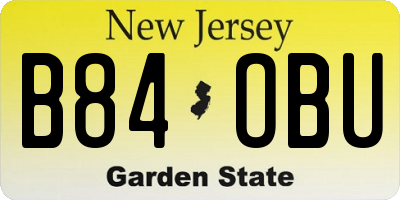 NJ license plate B84OBU
