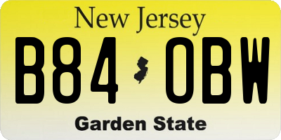 NJ license plate B84OBW