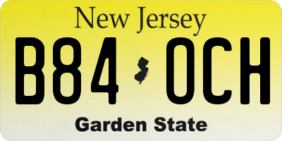 NJ license plate B84OCH