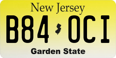 NJ license plate B84OCI