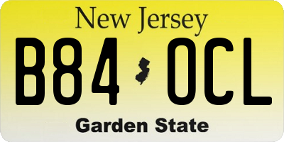 NJ license plate B84OCL
