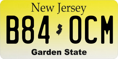 NJ license plate B84OCM