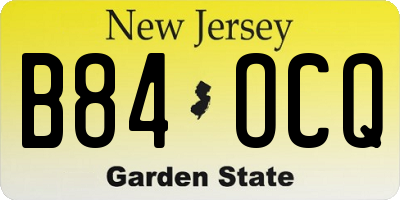 NJ license plate B84OCQ