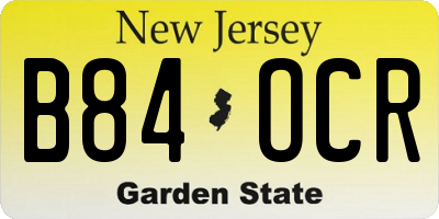 NJ license plate B84OCR