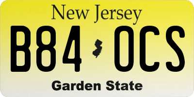 NJ license plate B84OCS