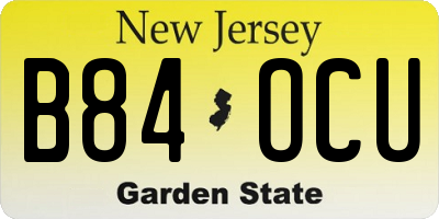NJ license plate B84OCU