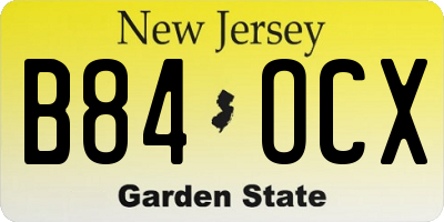 NJ license plate B84OCX