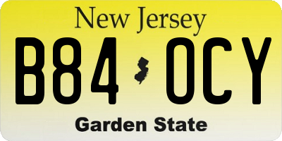 NJ license plate B84OCY