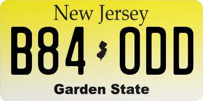 NJ license plate B84ODD