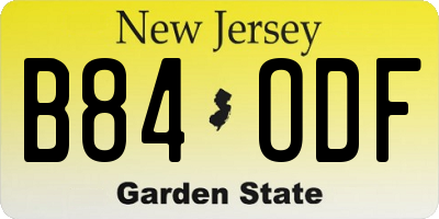 NJ license plate B84ODF