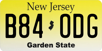 NJ license plate B84ODG