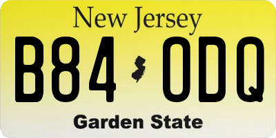 NJ license plate B84ODQ