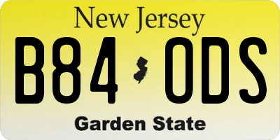 NJ license plate B84ODS