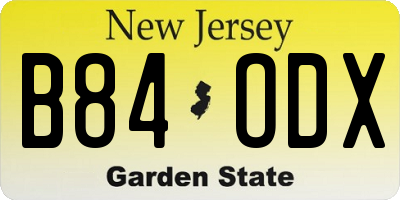 NJ license plate B84ODX