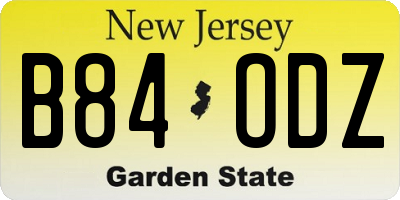 NJ license plate B84ODZ