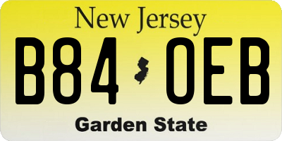 NJ license plate B84OEB