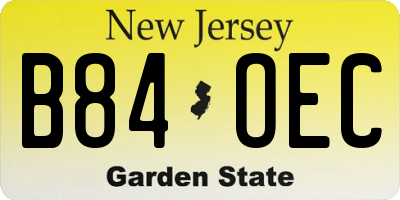 NJ license plate B84OEC
