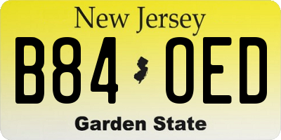 NJ license plate B84OED