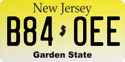NJ license plate B84OEE