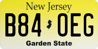 NJ license plate B84OEG
