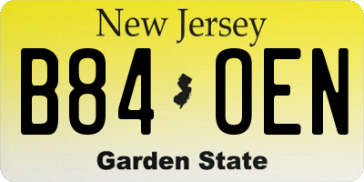 NJ license plate B84OEN