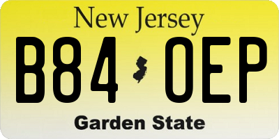 NJ license plate B84OEP