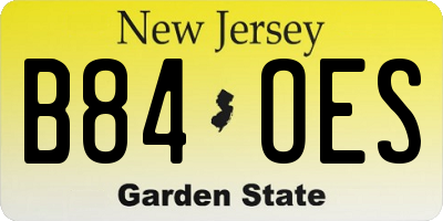 NJ license plate B84OES