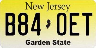 NJ license plate B84OET