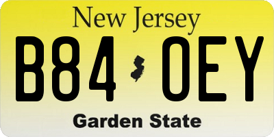 NJ license plate B84OEY