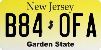 NJ license plate B84OFA
