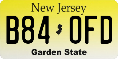 NJ license plate B84OFD