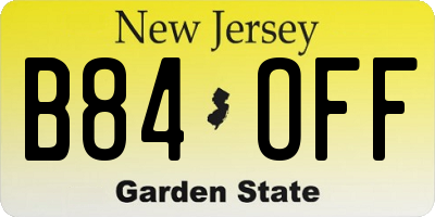 NJ license plate B84OFF