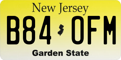 NJ license plate B84OFM