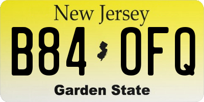 NJ license plate B84OFQ