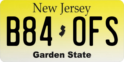 NJ license plate B84OFS