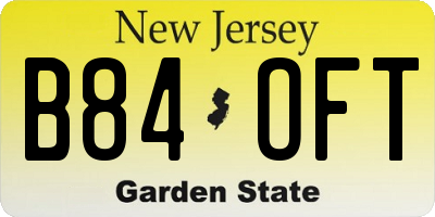 NJ license plate B84OFT