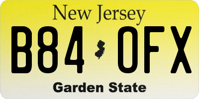 NJ license plate B84OFX