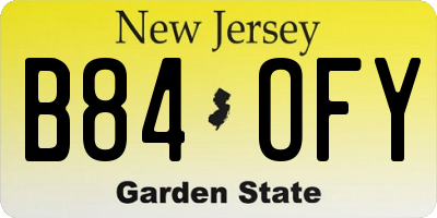 NJ license plate B84OFY