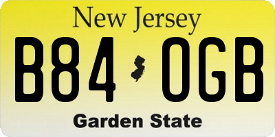 NJ license plate B84OGB